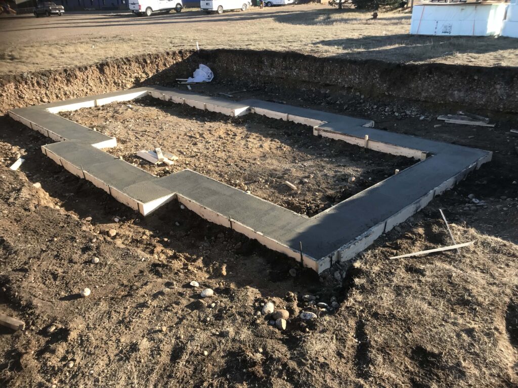 Concrete footings for residential construction laid by Alberta Builder Services.