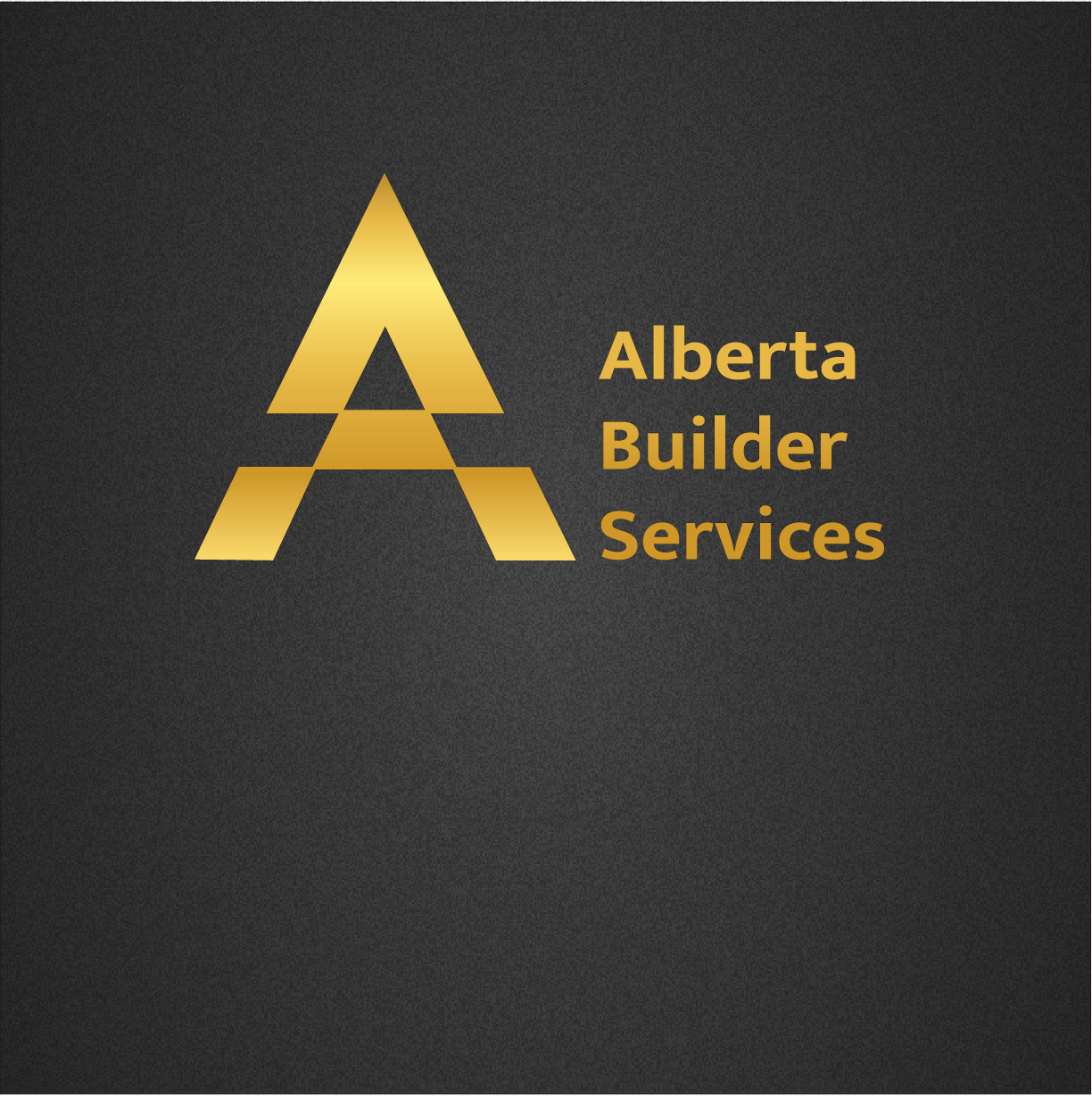 Alberta Builder Services logo in gold on a sleek dark background, symbolizing premium construction services for decks and garages.