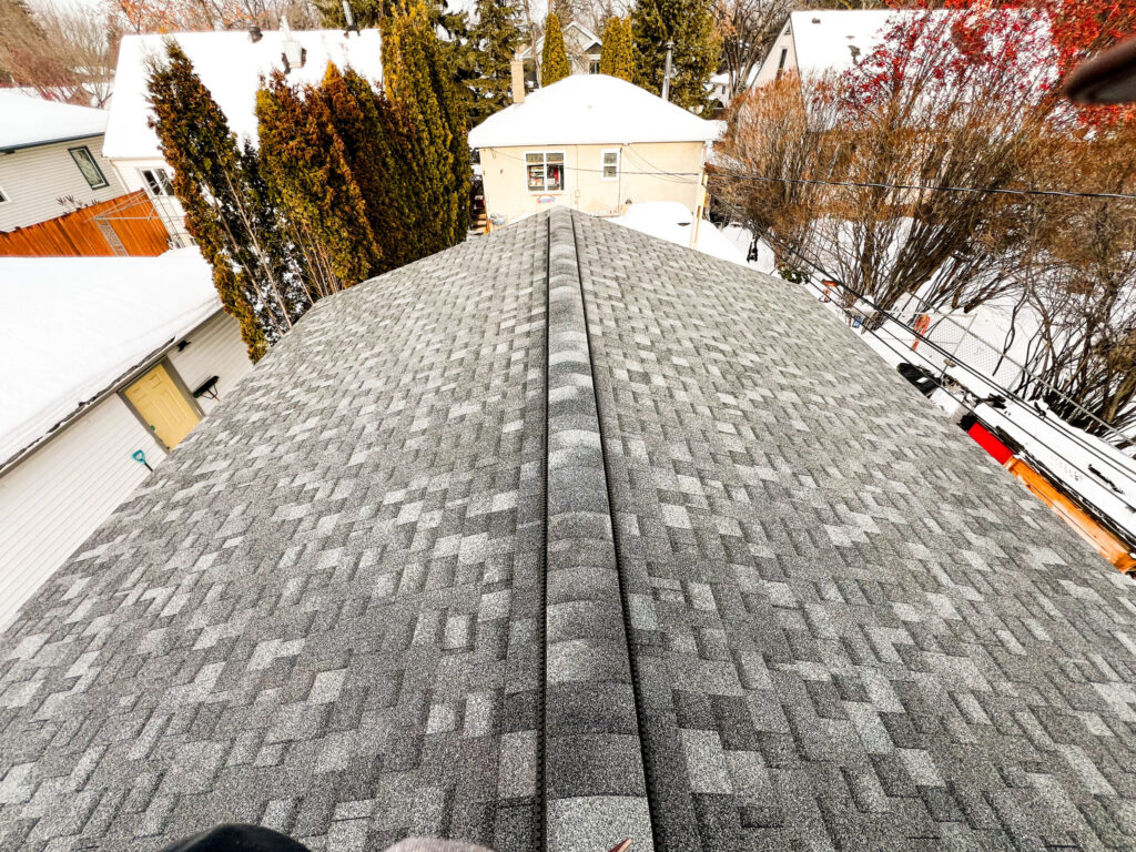 roof slope guide showing gable roof pitch on a detached garage in Alberta